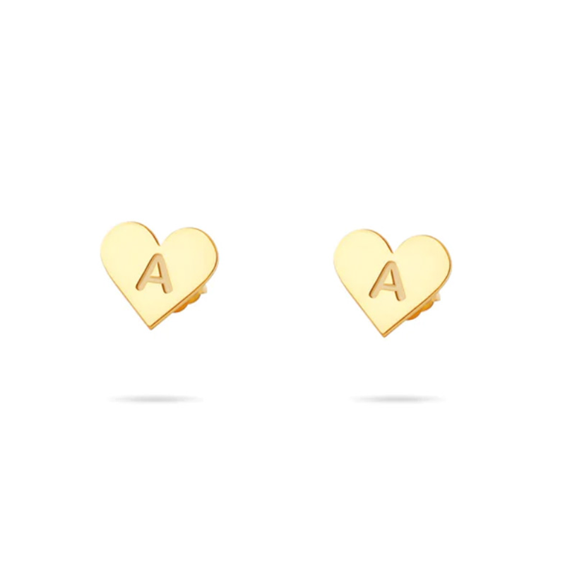 THE TINY BLOCK HEART INITIAL STUDS - The M Jewelers