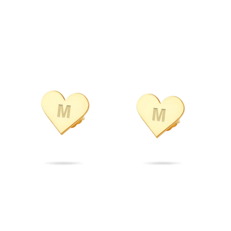 THE TINY BLOCK HEART INITIAL STUDS - The M Jewelers