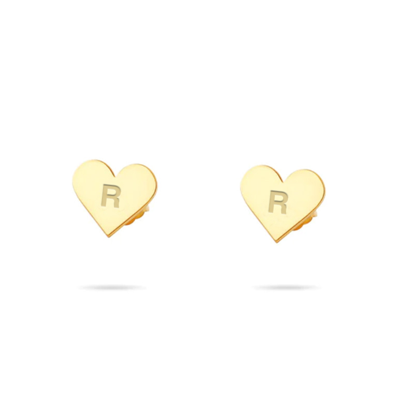 THE TINY BLOCK HEART INITIAL STUDS - The M Jewelers
